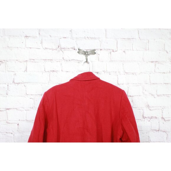 LL Bean Red Wool Blend Lined Trench Coat Blazer Jacket Size 18 - Picture 4 of 11